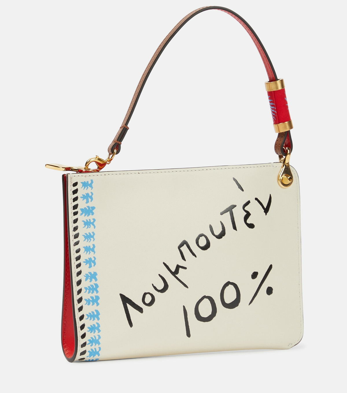 ポーチ Christian Louboutin Pochette Funky - Pouch - Calf leather and spikes - Black - Christian