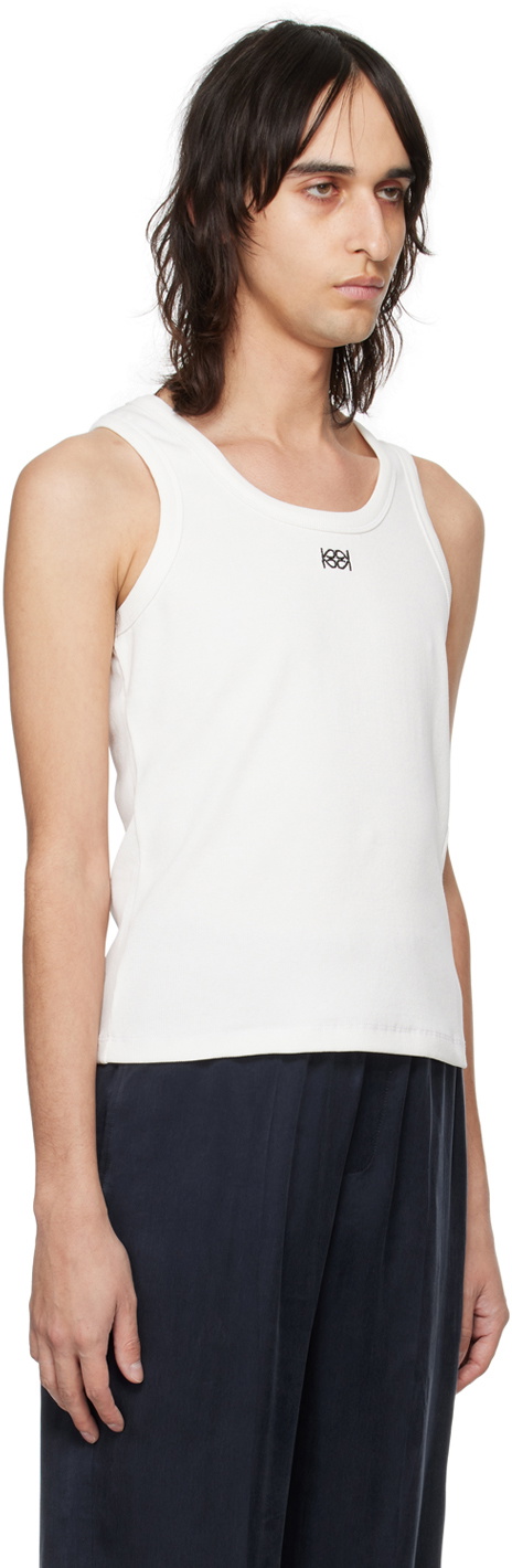 Kijun White Embroidered Tank Top
