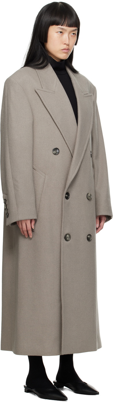 AMI Alexandre Mattiussi Gray Double-Breasted Coat