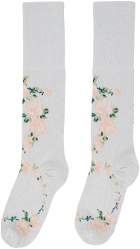 Simone Rocha Silver Lurex Jacquard Rosebud Socks