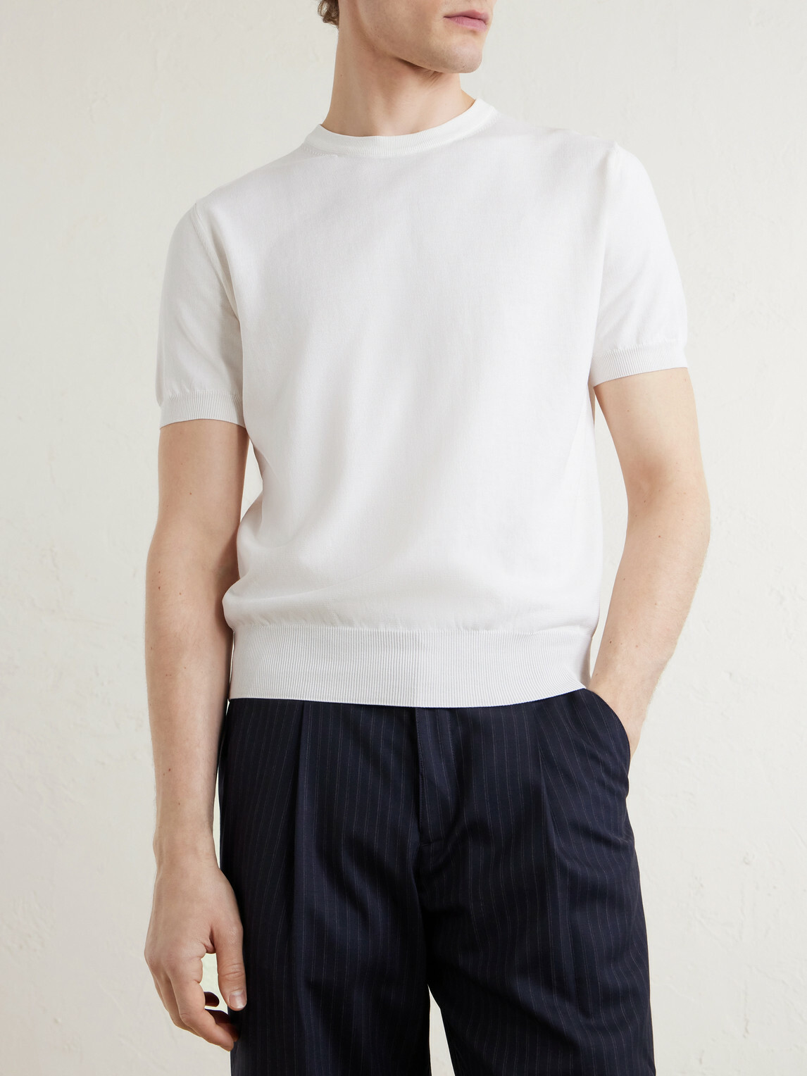 Canali - Knitted Cotton T-Shirt - White