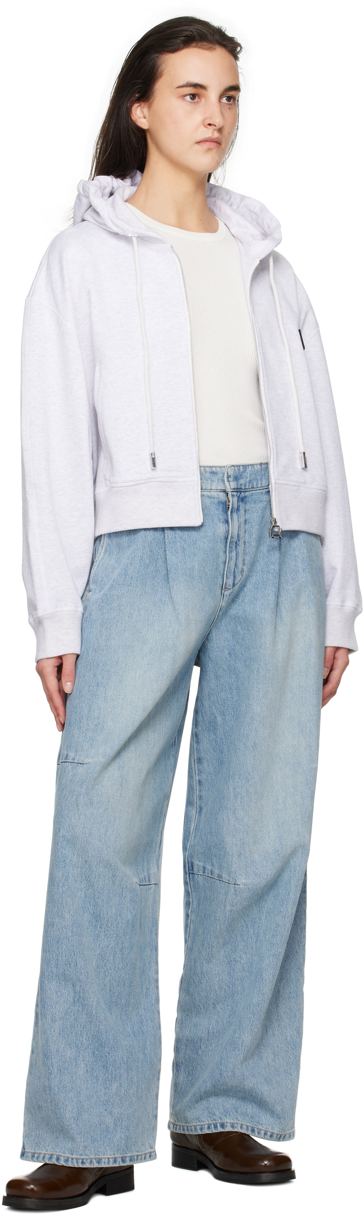 WOOYOUNGMI Blue One-Tuck Wide Jeans
