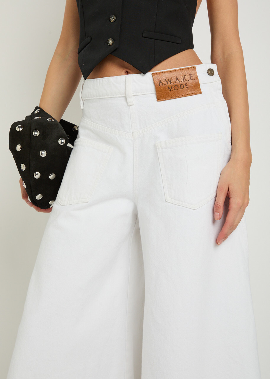 A.W.A.K.E Mode Mirrored Effect Wide-leg Denim Jeans White