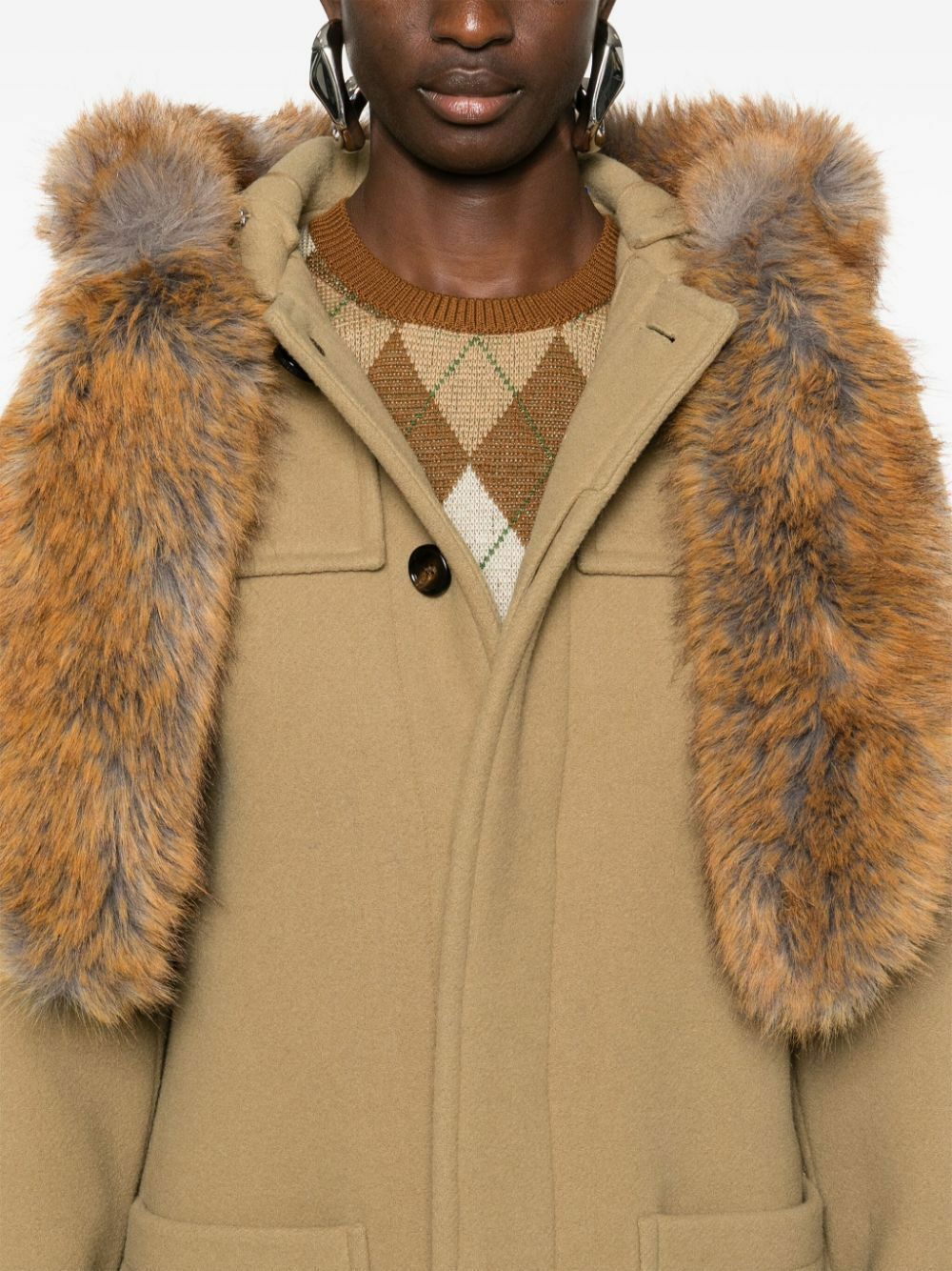 ジャケット・アウター Burberry wool jacket with fur Burberry Brown Faux-Fur Trim Wool Coat Burberry