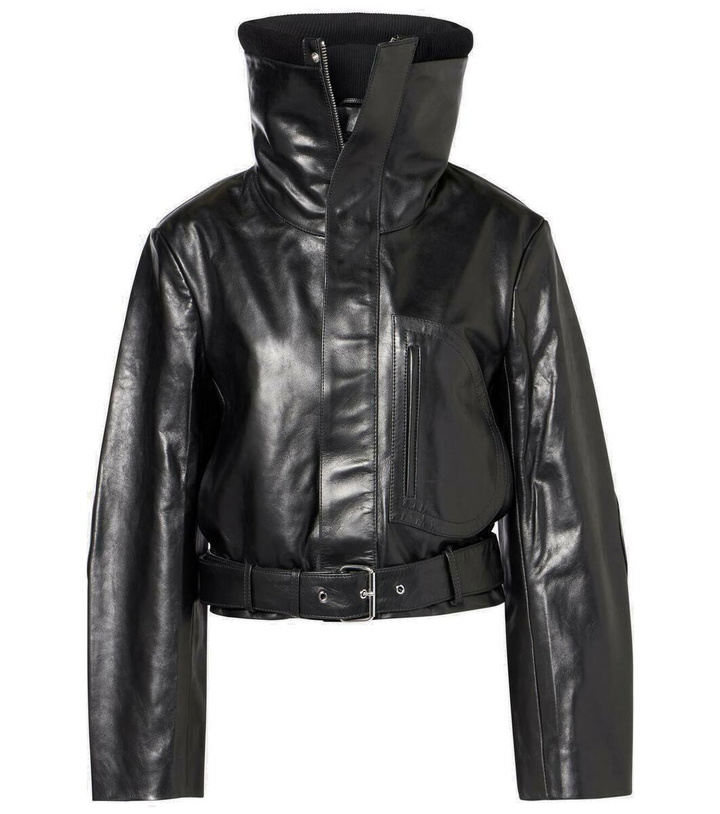 Photo: Victoria Beckham Cropped belted leather biker jacket