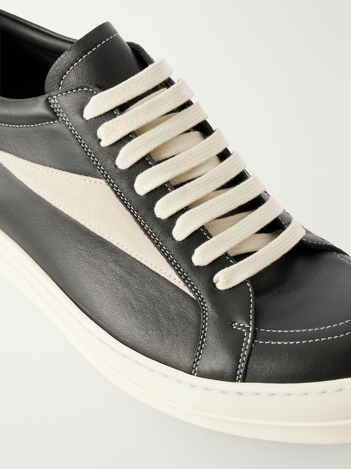 Rick Owens - Vintage Suede-Trimmed Leather and Rubber Sneakers - Black