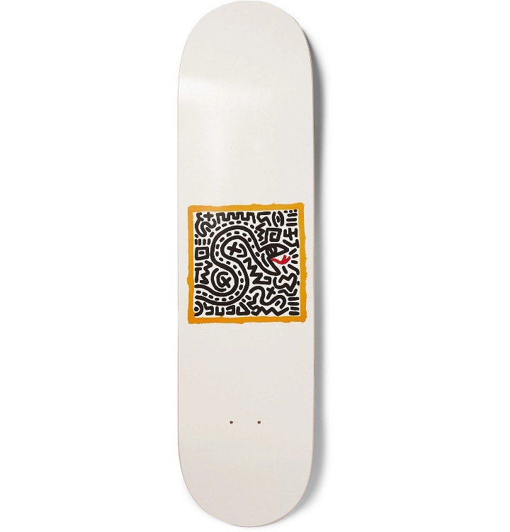 Photo: The SkateRoom - Keith Haring Untitled (Snake) Printed Wooden Skateboard - White