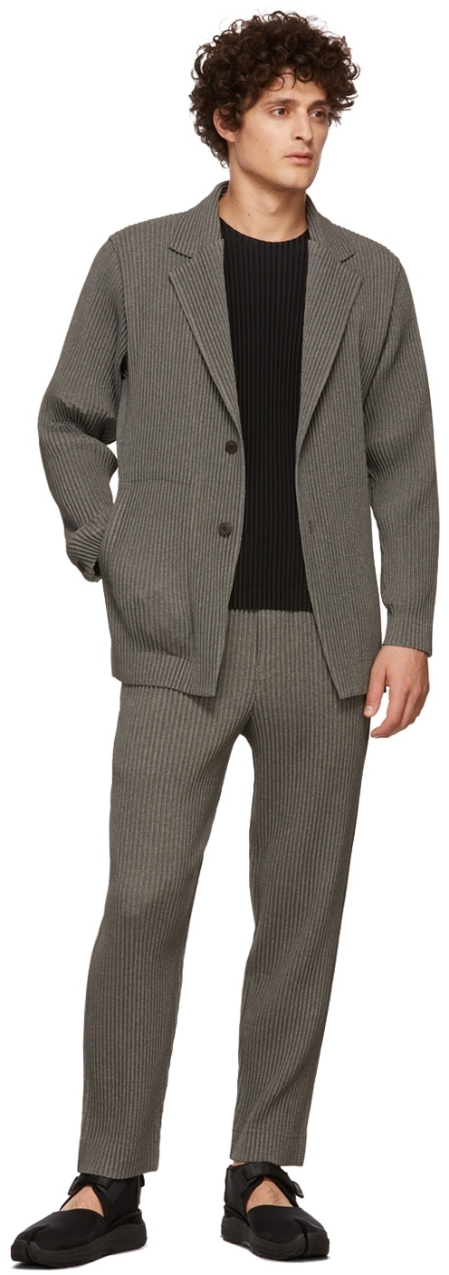 Homme Plissé Issey Miyake Grey Light Wool-Like Blazer Homme Plisse