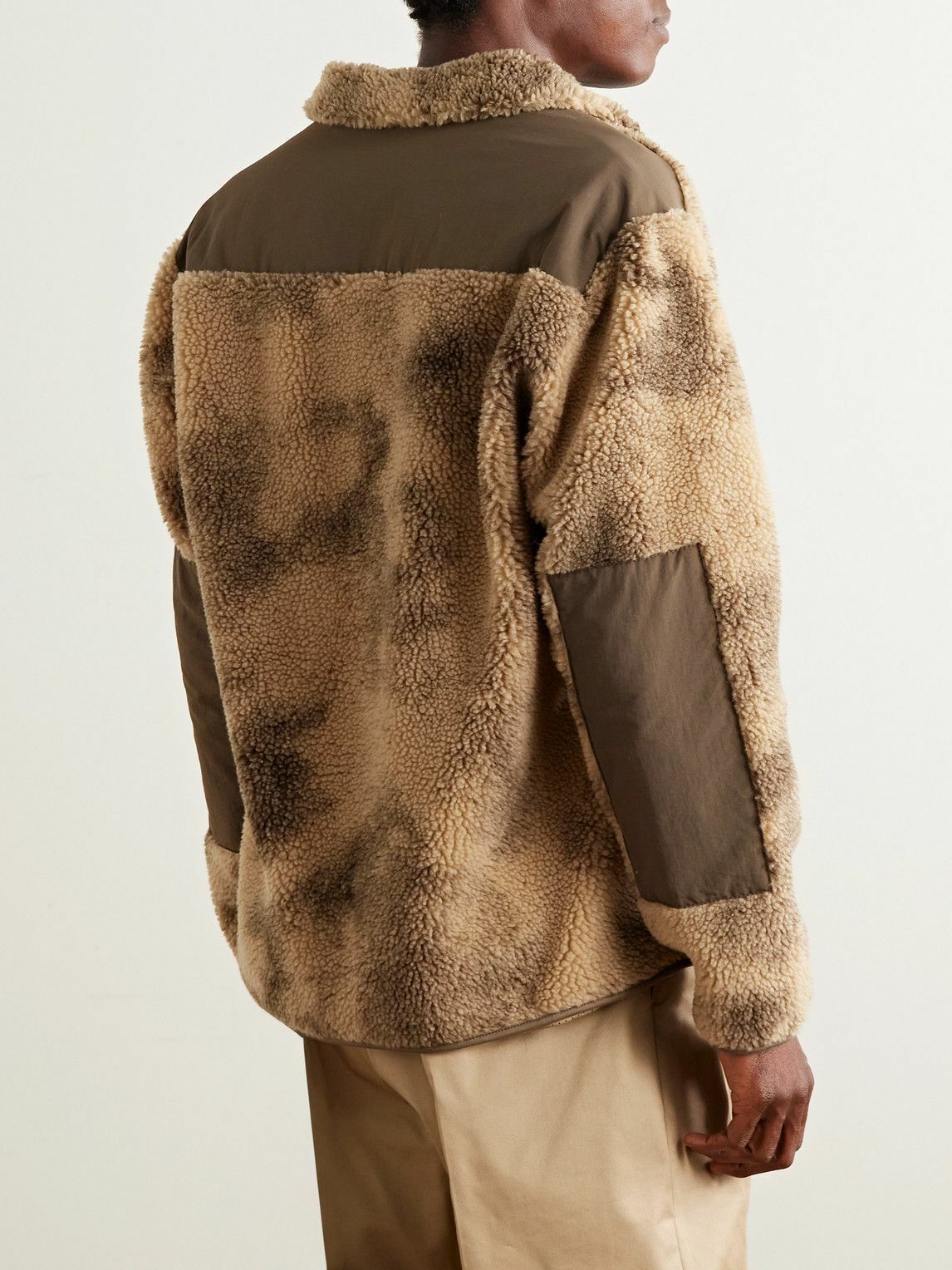 Corridor - Oak Shell-Trimmed Printed Fleece Jacket - Brown