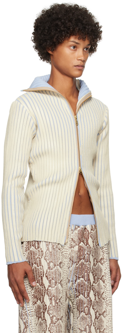 Stanley Raffington SSENSE Exclusive Off-White & Blue Sweater