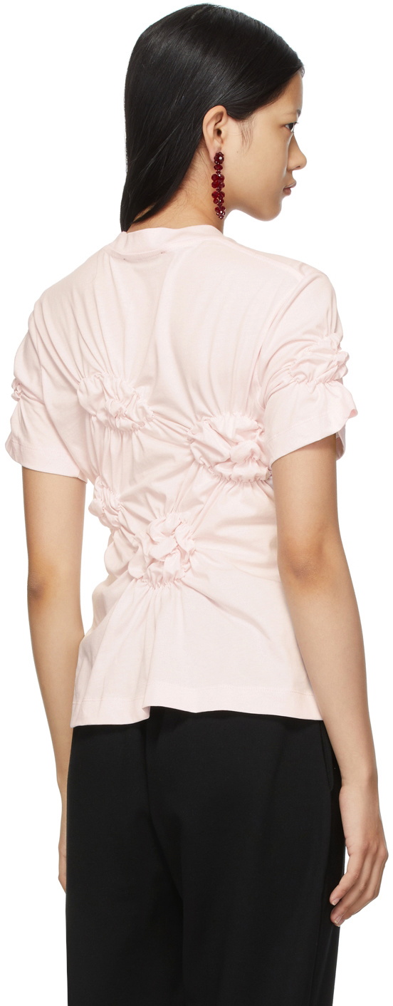 Simone Rocha Pink Ruched Flower T-Shirt Simone Rocha