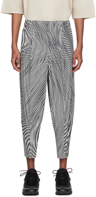 Photo: Homme Plissé Issey Miyake Black & Beige Polyester Trousers