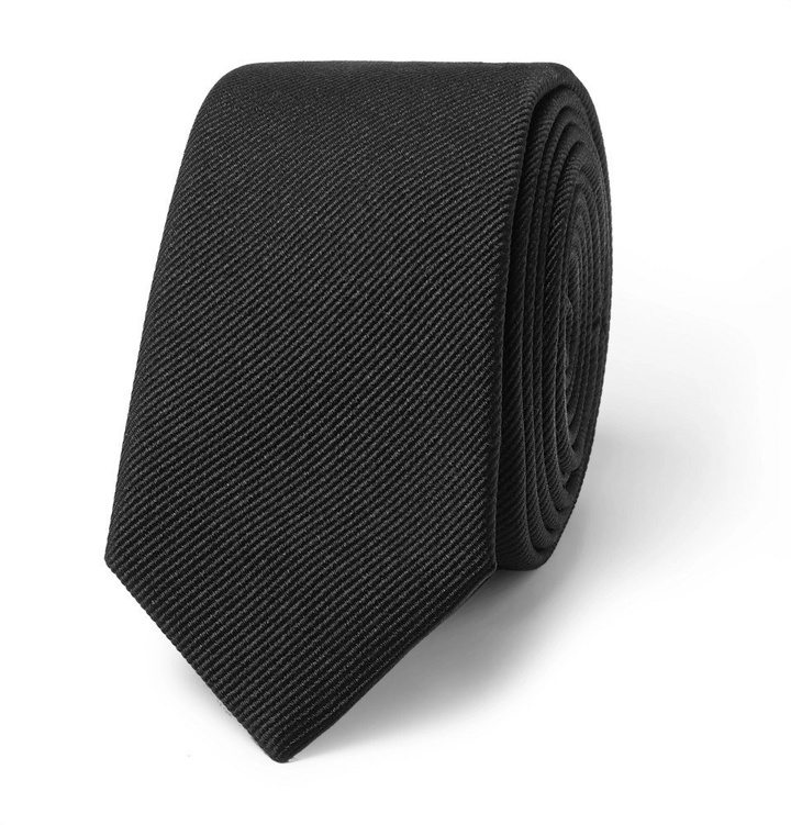 Photo: SAINT LAURENT - 5cm Silk-Faille Tie - Black