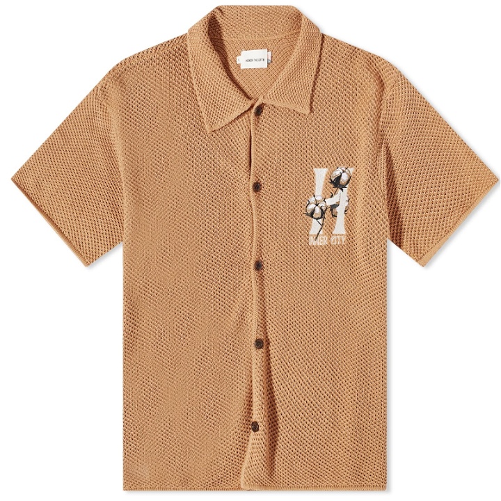Photo: Honor the Gift Men's Knitted Short Sleeve Shirt in Caramel