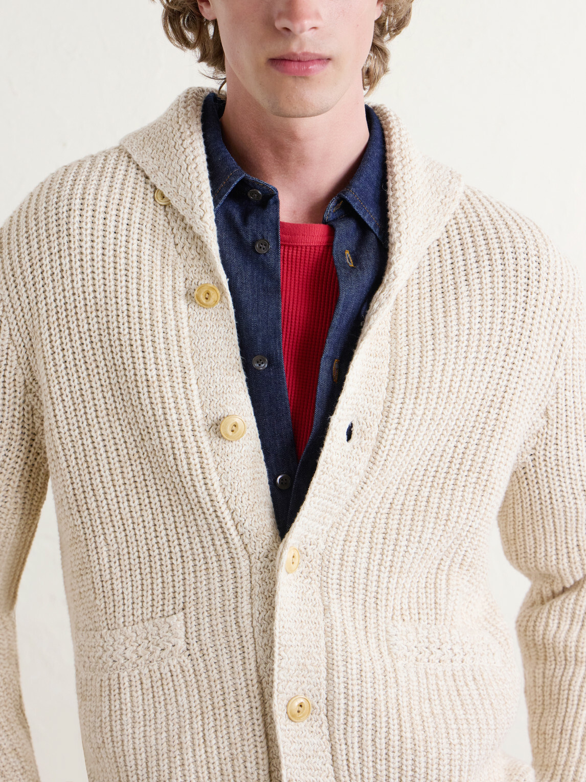 RRL - Shawl-Collar Cotton and Linen-Blend Cardigan - Neutrals