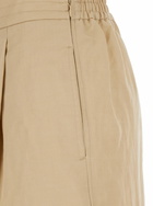 Beige Palazzo Pants With Elastic Waist And Logo Plaque On The Back In Wool Blend Woman TwinSet