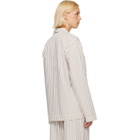 Tekla Off-White & Brown Poplin Long-Sleeved Pyjama Shirt