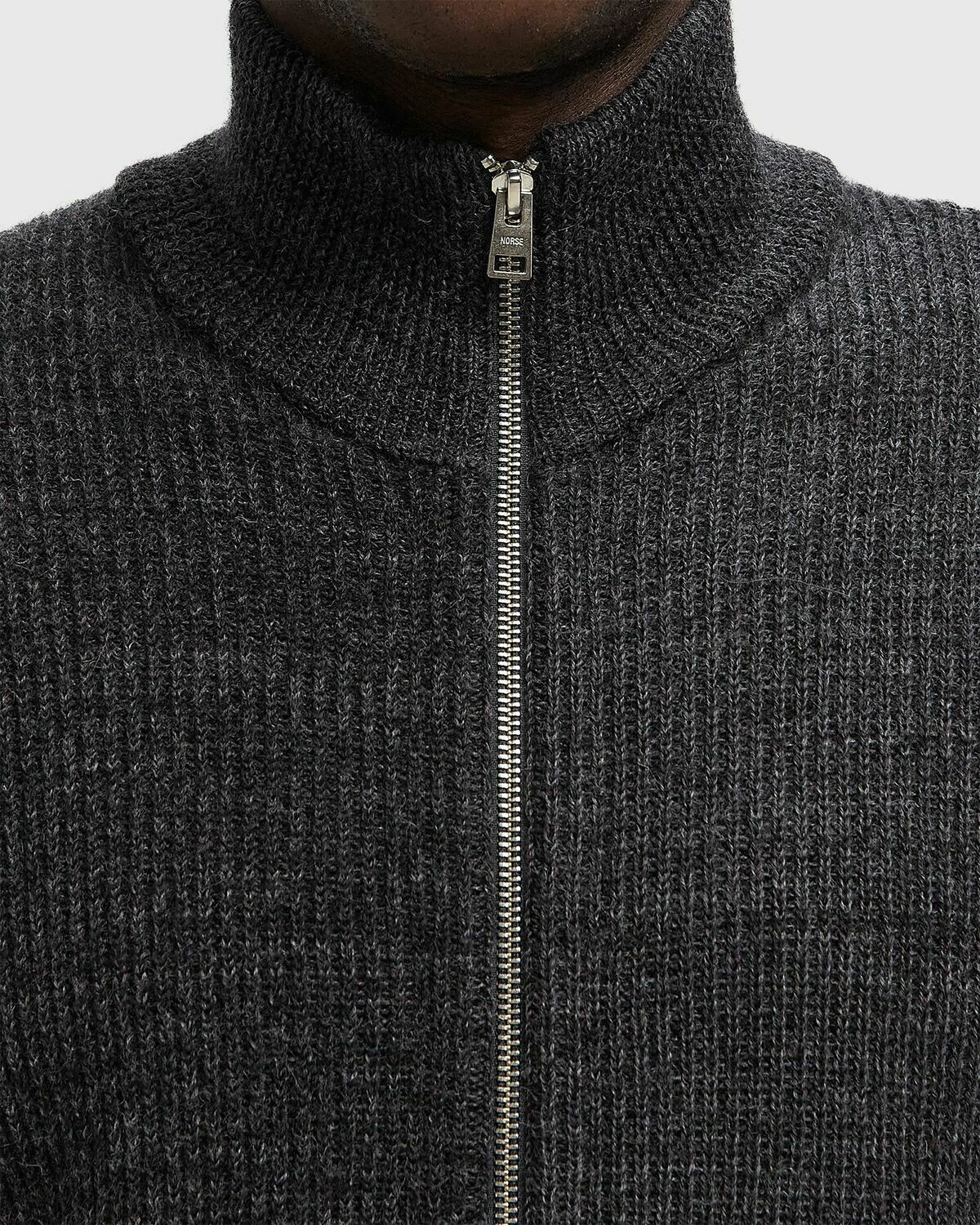 Norse Projects Hagen Wool Cotton Rib Full Zip Jacket Grey Mens Zippers & Cardigan