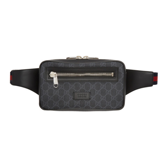 Photo: Gucci Grey and Black GG Supreme Belt Bag