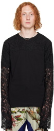 Dries Van Noten Black Floral Long Sleeve T-Shirt