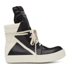 Rick Owens Black and Off-White Geobasket High Sneakers