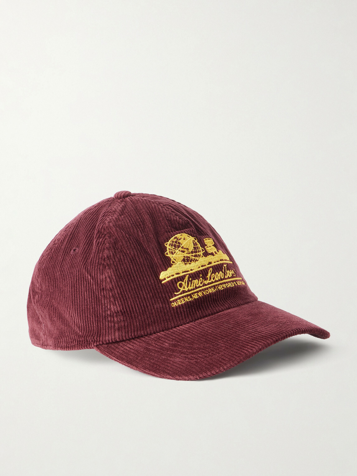 Aimé Leon Dore - Unisphere Embroidered Cotton-Blend Corduroy Baseball Cap - Burgundy
