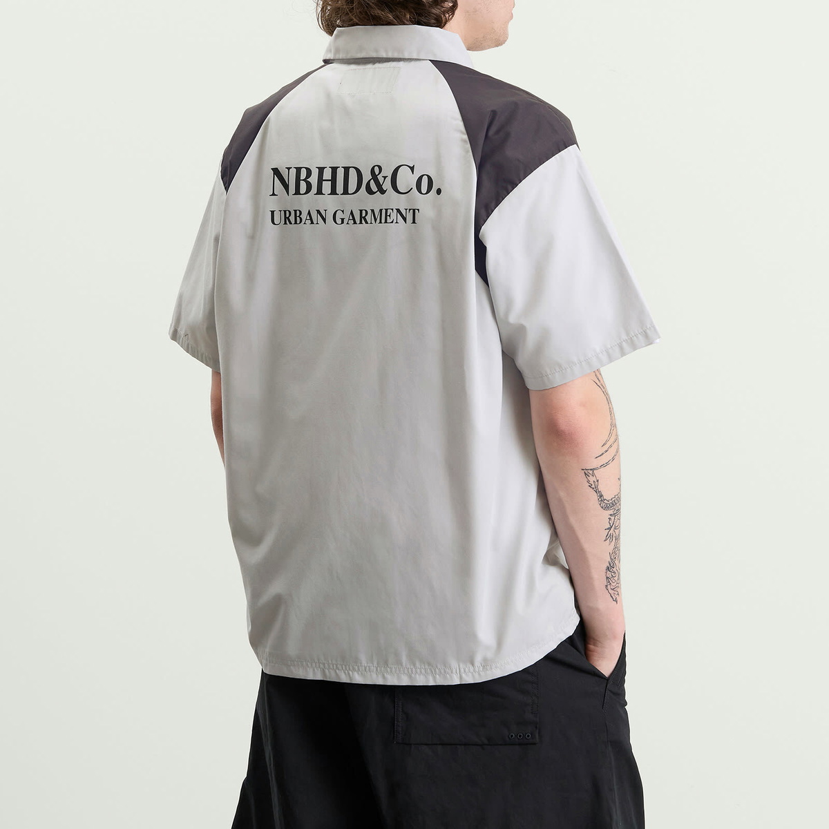 Neighborhood Men's Classic 2-Tone Short Sleeve Work Shirt 2 in Gray
