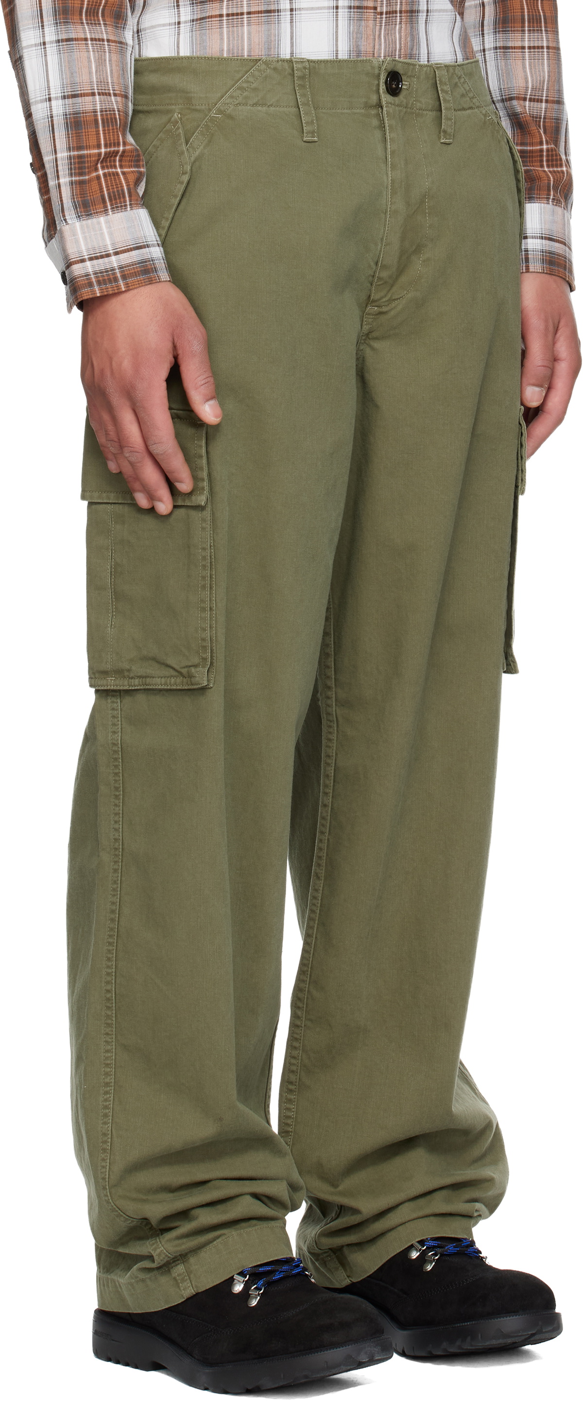 Burberry Green Cotton Cargo Trousers