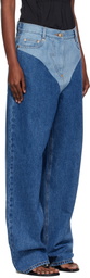 Pushbutton Blue Panty Printed Wide Jeans