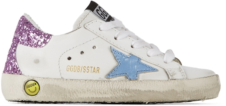 Photo: Golden Goose Baby White & Pink Glitter Super-Star Spur Sneakers