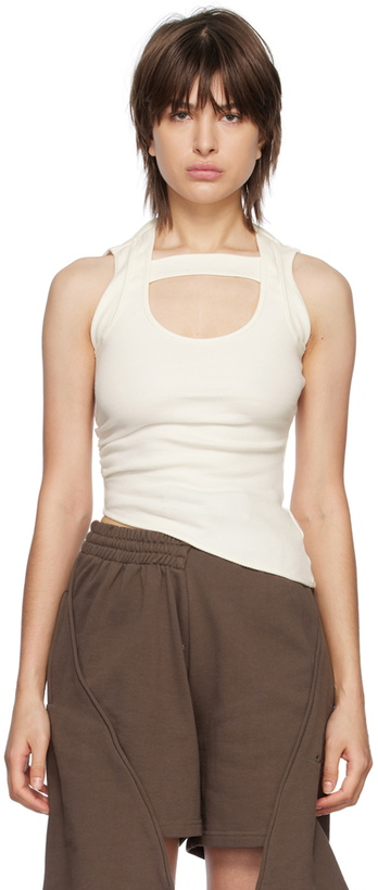 Photo: SRVC Off-White Ruched Tank Top