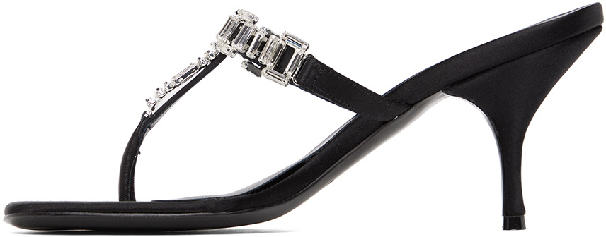 Magda Butrym Black Crystal Thong Heeled Sandals