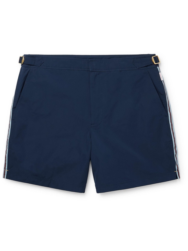 Photo: ORLEBAR BROWN - Bulldog Mid-Length Striped Swim Shorts - Blue