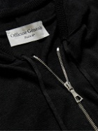 Officine Générale - Cotton and Linen-Blend Zip-Up Hoodie - Black