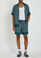 Casablanca Radiating Logo-monogram Silk Shorts Green