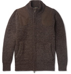 James Purdey & Sons - Suede-Trimmed Ribbed Wool Zip-Up Sweater - Brown