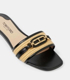 Tom Ford Whitney leather and raffia slides