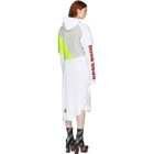 Vetements Grey and White Panelled Printed Hoodie Dress