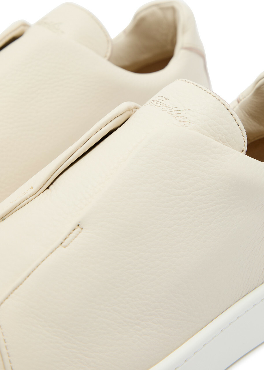 Aurélien Aur3 Grained Leather Sneakers Ivory