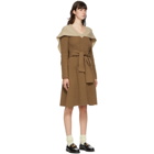 JW Anderson Tan Cape V-Neck Mid-Length Dress