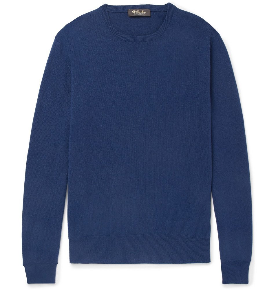Loro Piana BABY CASHMERE ネイビーセーター Loro Piana Logo Baby Cashmere Cable Knit Sweater Navy Blue