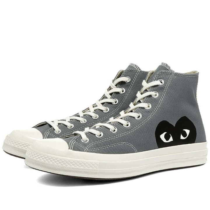 Photo: Comme des Garçons Play x Converse Chuck Taylor 1970s Hi-Top Sneakers in Grey