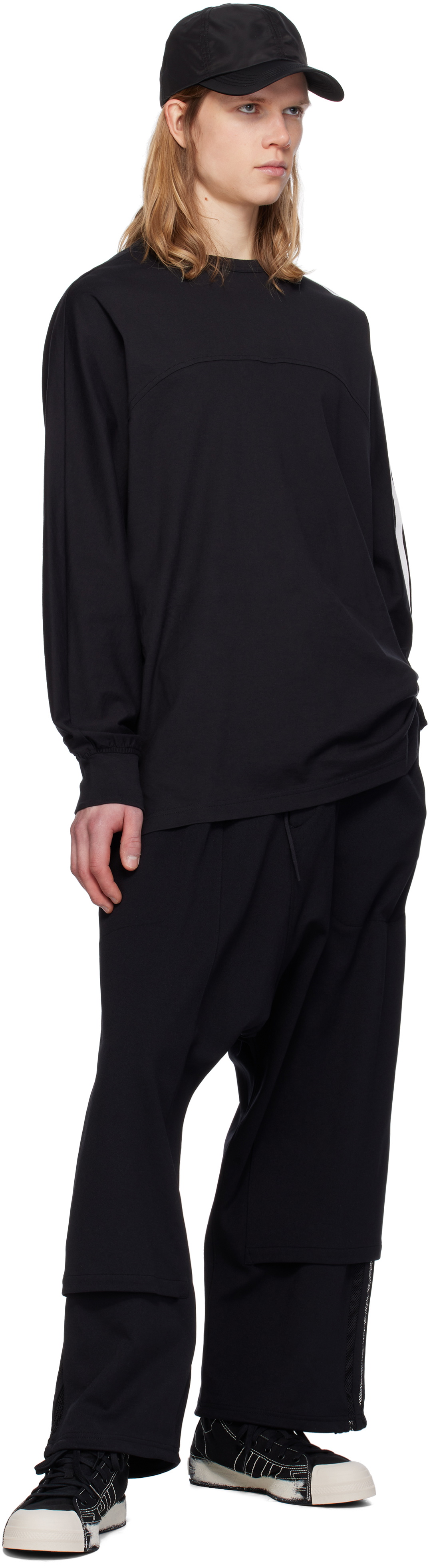 Y-3 Black 3-Stripes Openhem TP Sweatpants
