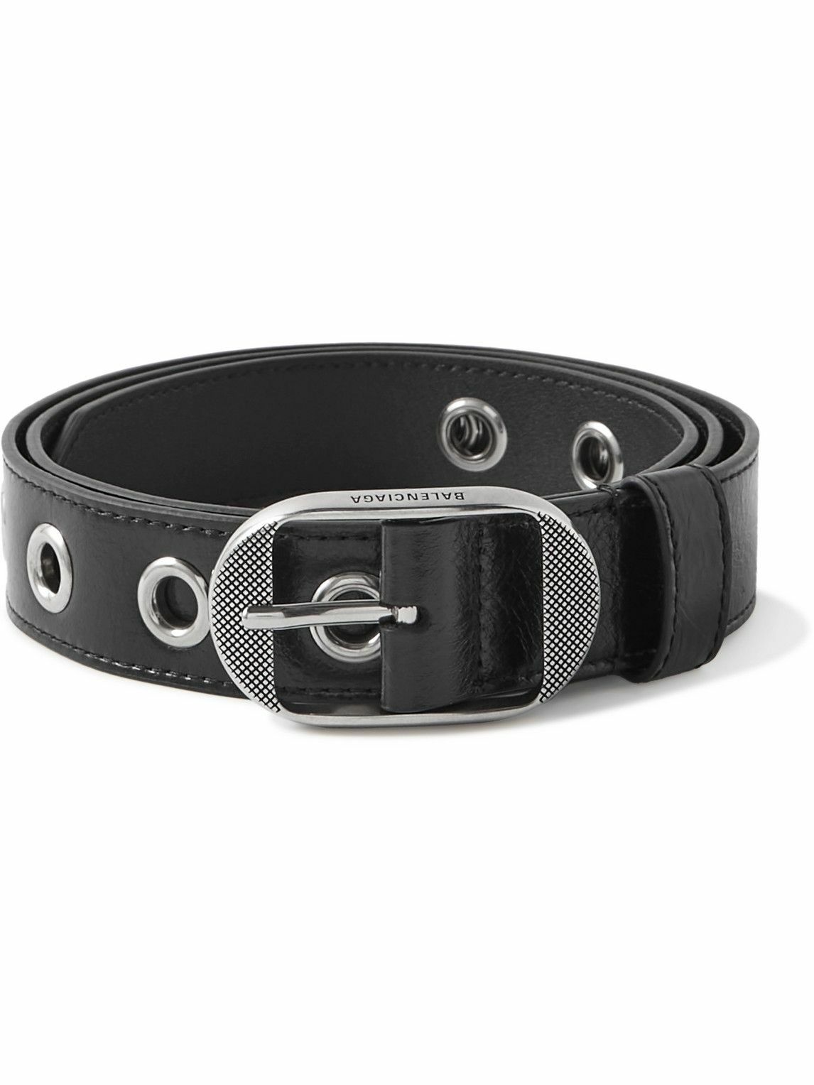 Photo: Balenciaga - 3cm Le Cagole Eyelet-Embellished Leather Belt - Black