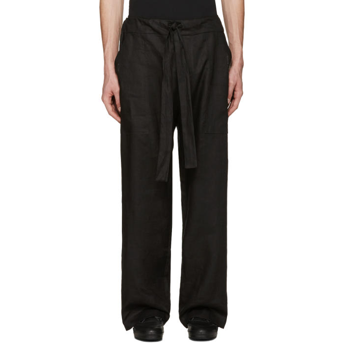 Phoebe English Black Linen Tie Front Trousers