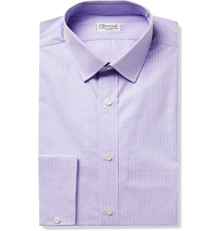 Photo: CHARVET - Checked Cotton-Poplin Shirt - Purple