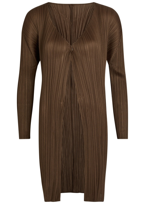 Photo: Pleats Please Issey Miyake Pleated Woven Coat Brown