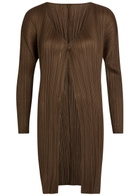 Pleats Please Issey Miyake Pleated Woven Coat Brown