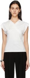 Mame Kurogouchi White Asymmetric Collar T-Shirt