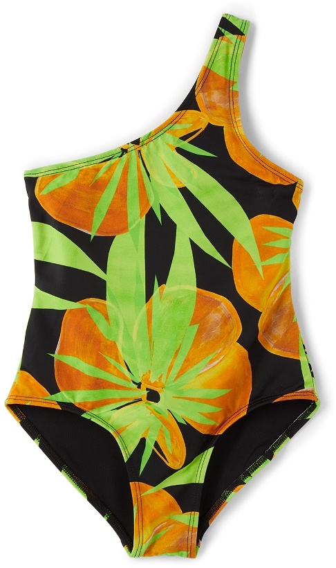 Photo: Louisa Ballou SSENSE Exclusive Green & Orange Graphic Swimsuit
